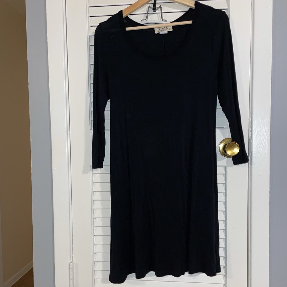 TMG Black MIDI Dress with 3/4 Sleeve Size L